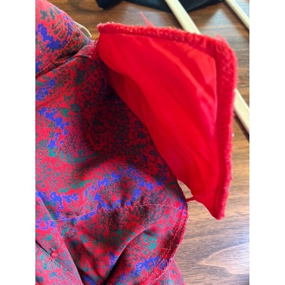 Retro Floral Dress MP Red Belted Paisley Midi Boho Western 80s Resort Mod Chic - Picture 12 of 13